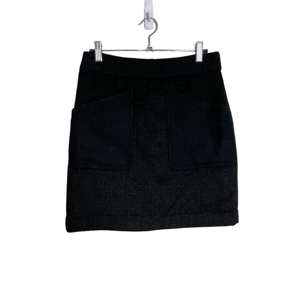 J Crew Black Plaid Front Pocket Wool Blend Skirt 00 - Picture 1 of 7